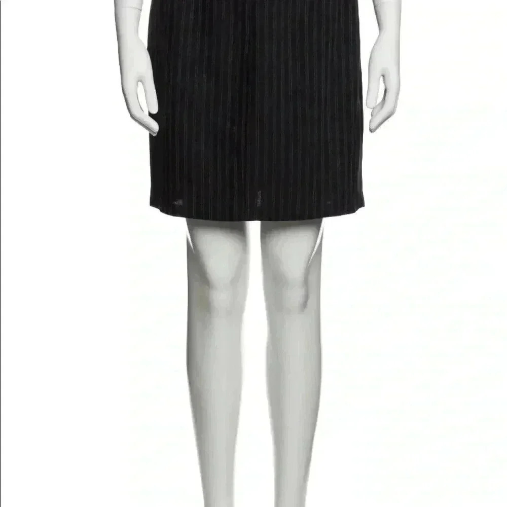 Gucci Black Pinstripe Pencil Wool Miniskirt IT44 / S US